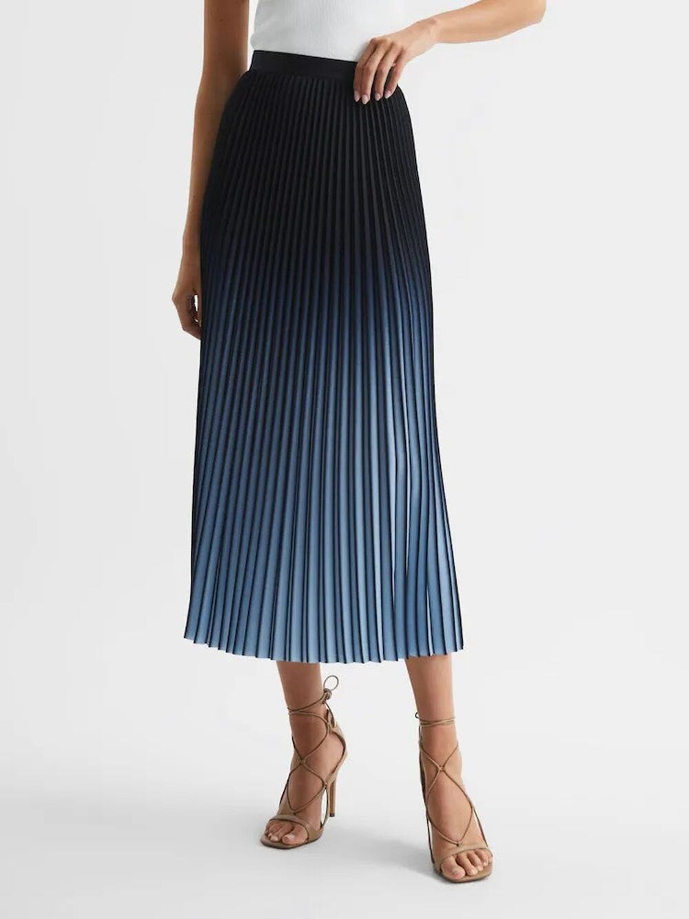 Reiss Marlie Ombre Pleated Midi Skirt - US 8